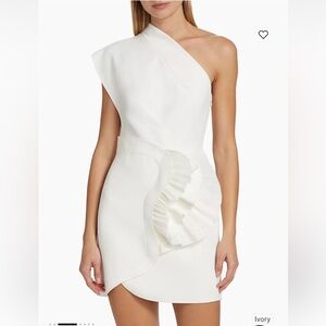 Acler Ivory One-Shoulder Ruffle Dress